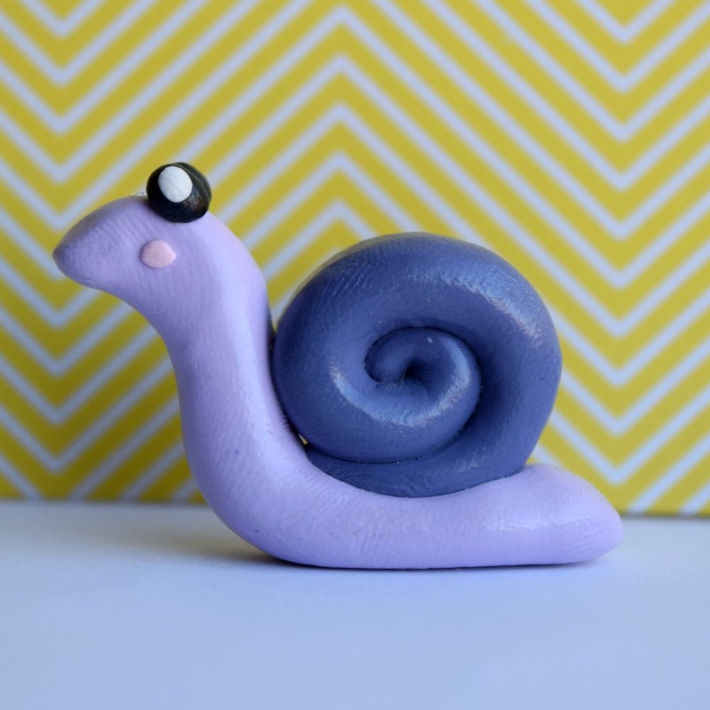 Handmade Cute Clay Snail Sculpture / Trinket